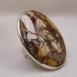 טבעת כסף 925 בשילוב אבן מוקאיט עגולה