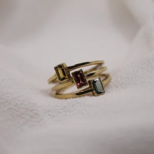 טבעת זהב 14k בשילוב אבני טורמלין 4.4 ג׳