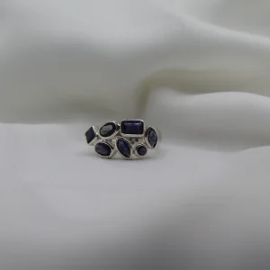 טבעת כסף בשילוב אבן לוליט